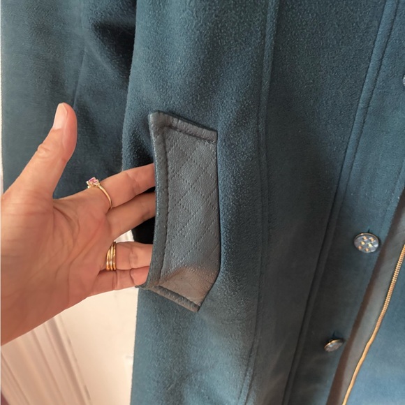 Women’s Vintage Arwa Made in Syria Wool Leather Long Zip Button Front Coat 42 (6 - Picture 5 of 14